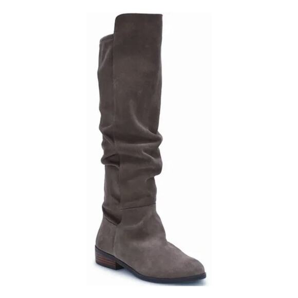 Lucky Brand Boots Womens Size 6.5 Taupe Gray Calypso Suede Leather Over the Knee - Picture 1 of 16